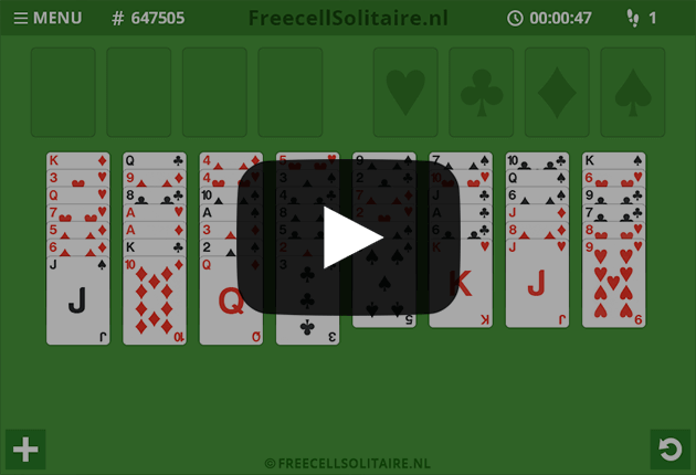 Freecell Solitaire: gratis kaartspel, online te spelen zonder registratie