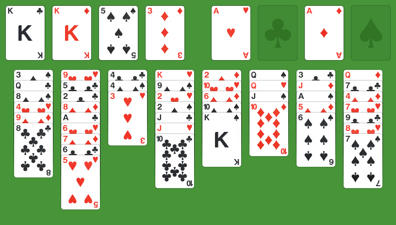 Een Freecell speelveld met oneindige zetten